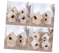 FUTUREORYY 4pcs DIY Wooden Bird Nest for Home and Garden Decoration Includes Heart-shaped Nest with Rope Double-layer Two- Single-layer and Lace-edged Wooden Birdhouses Wood Material Ornament