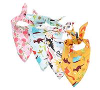 FUTUREORYY 4Pcs Dog Bandana Lightweight Breathable Pet Triangle Scarves with Lovely Peach and Dinosaur Patterns for Summer Easy to Wear Decorative Neckwear for Dogs and Cats
