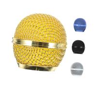 FUTUREORYY 4pcs Microphone Grill Heads Metal Mesh Covers for Mic Accessories Fit with Noise Reduction for Singers Bands Public Speakers Black Gold Sky White