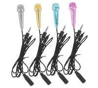 FUTUREORYY 4pcs Mini Condenser Microphone Wired Little Microphone for Mobile Phone Streamer Mic for Singing Recording and Live Streaming Portable Small Karaoke Mic for Smartphone