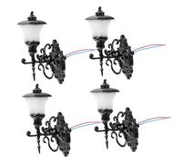 FUTUREORYY 4pcs Mini Luminous Wall Lamps DIY Mini House Accessory for Sand Table Landscaping Black Warm Yellow Light Realistic Miniature Wall Light for Doll House Decoration