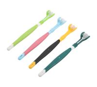 FUTUREORYY 4pcs Pet Toothbrush for Medium Dogs and Cats Triple-Head Design for Thorough Oral Cleaning Ergonomic Handheld Dog Toothbrush Gentle Sensitive Puppy and Kitten Teeth