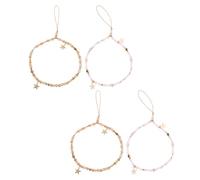 FUTUREORYY 4pcs Pink Star Beaded Phone Charm Wrist Strap Set - Decorative Short Cell Phone Lanyards with Star Pendants for Women’s Smartphone, Handbag, and Camera Accessories