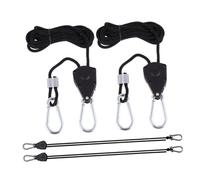FUTUREORYY 4PCS Ratcheting Tie Down Rope Set with Metal Pulley Hanger Adjustable Internal Gear Ratchet for Grow Light Fixtures and Plant Tent Hanging Durable Polypropylene Rope Hook System