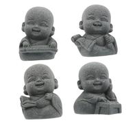 FUTUREORYY 4pcs Sandstone Buddha Figurines Miniature Zen Monk Statues for Aquarium Bonsai Office Decor Japanese Garden Feng Shui Ornament