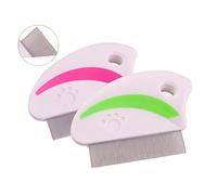FUTUREORYY 4pcs Stainless Steel Pet Flea Comb with Ergonomic Handle for Dogs and Cats Efficient Dust and Flea Removal and Portable Grooming Tool Includes Red and Green Combs