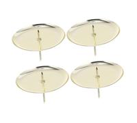 FUTUREORYY 4Pcs Vintage Candle Holders with Spike for Pillar Candles Retro Round Metal Candlestick Plates for Christmas Advent Thanksgiving Party Decor