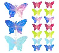 FUTUREORYY 50pcs Butterfly Solar Lights LED Pathway Garden Lamps Colorful Outdoor Patio Decorations for Christmas Parties Festive Celebrations Uv-Resistant PVC Fiber Accessories