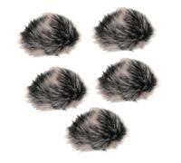 FUTUREORYY 5pcs Black Furry Microphone Cover with Windproof Design and Noise Reduction for Mini Clip on Microphones, Suitable for Live Streaming and Public Speaking, Made of Imitation Rabbit