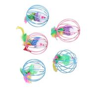 FUTUREORYY 5Pcs Caged Mouse for Cats Fun Plush Cat Plaything Soft and Durable Design Bright Colors for Indoor Play Avoids Scratching Furniture Random Color