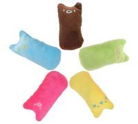 FUTUREORYY 5pcs Catnip Plush Molar Chew for Indoor Cats, Sturdy Cat Mint with Soft Fabric for Kitten Teeth Cleaning and Interactive Play