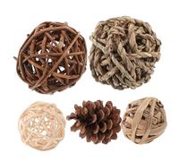 FUTUREORYY 5pcs Natural Woven Grass Chewing Balls for Small Pets Rabbit Guinea Pig Hamster Teeth Grinding Safe Non-toxic Bite Activity Balls for Rabbits Squirrels Gerbils