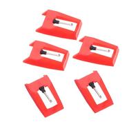 FUTUREORYY 5pcs Red Stylus Needles for Record Player Turntable Phonograph Gramophone Replacement Aluminum Plastic Stylus Attachment for Vinyl Playback