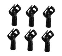 FUTUREORYY 6 Pcs Black Microphone Clips H Shaped Portable Mic Holder Clips for Dynamic Vocal and Wireless Microphones with Height and Tilt for Conference and Public Use
