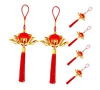 FUTUREORYY 6pcs Chinese Year Ornaments Silk Lotus Lanterns Handmade Spring Festival Hanging Decor for Indoor Housewarming Celebrations Symbolizing Luck and Prosperity