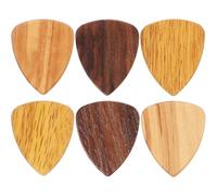 FUTUREORYY 6pcs Guitar Picks Durable Folk Guitar Plectrums for Acoustic Electric Ukulele Unique Natural Wood Design Lightweight Easy to Carry for Guitarists Music Lovers Random Color