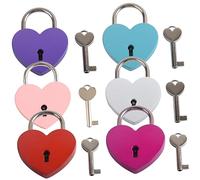 FUTUREORYY 6pcs Heart Shaped Metal Padlocks with Keys for Luggage and School Bags Mini Locks in Pink Purple Blue Red Secure Small Suitcases Jewelry Boxes Lockers Gift Souvenirs