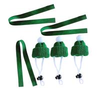 FUTUREORYY 6Pcs Small Pet Knitted Hats and Double-Sided Fleece Scarves Set for Hamsters Guinea Pigs Chinchillas, Decorative Photo Prop Cosplay Costume in Green