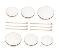 FUTUREORYY 6pcs Tambourine Drum Set with Wooden Frame and Sticks Hand Beat Percussion Instruments for Music Education Wedding Party Birthday Fun Rhythm Coordination and Creativity Development