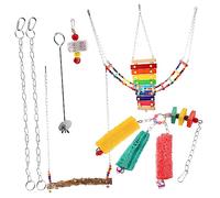 FUTUREORYY 6Pcs Wooden Chicken Coop Set Fun Hanging Chewing for Chickens Includes Ladder Swing Piano Fruit Fork Durable Safe Chick Accessories for Enrichment