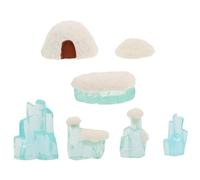 FUTUREORYY 7pcs Mini Igloo Model Set Arctic Glacier Scene Figurines Diy Winter Crafts for Kids Small Lifelike Ice Houses Toys Dollhouse Miniatures Polar Snow Mountain Decor