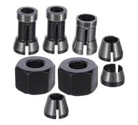 FUTUREORYY 8pcs Carbon Steel Router Collet Chuck Set with Trimmer Clamping Adaptors for Milling Machines Woodworking Engraving Router Parts Accessories