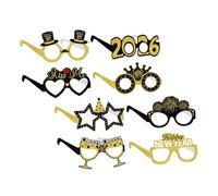FUTUREORYY 8pcs Years Eve Party Glasses Recyclable Cardboard Glitter Eyewear for Nye Celebration Graduation Favors Photo Booth Props Festive Year End Accessories