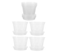 FUTUREORYY 9pcs Clear Orchid Planter Pots with Drainage Holes and Saucers Transparent Plastic Nursery Flower Planting Containers for Root Health Monitoring and Indoor Gardening