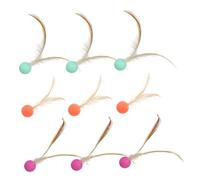 FUTUREORYY 9pcs Interactive Pet Balls with Plume Tails High Elastic Bounce Cat Teasers for Indoor and Outdoor Play Durable Cat and Dog for and