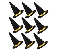 FUTUREORYY 9pcs Mini Felt Witch Hats for Halloween DIY Crafts Party Decorations Black Wine Bottle Toppers Fun Interactive Decor for All Ages Multipurpose Crafting Supplies