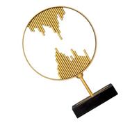 FUTUREORYY Abstract Geometric Iron Art Ornament with Marble Base Unique Wrought Iron Metal Decor Sculpture for Living Bookshelf Modern Interior Decoration Accent
