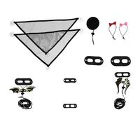 FUTUREORYY Adjustable Harness Leash Set with Three Sizes, Faux Winged Chest Strap, Black Mesh Hammocks 33X33X48Cm, Plus Black Hat and Red Pink Ties for Reptile Walking and Costume Use