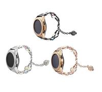 FUTUREORYY Agate Watch Band Rose Gold Luminous Beaded Replacement Strap Compatible with Samsung Watch Stylish Handmade Wristwatch Band for Men Women