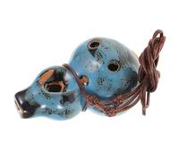 FUTUREORYY Alto Gourd Ocarina c Key 6-hole Ceramic Flute with Blue Glaze Finish and Wax Rope - Professional Mid-range Wind Instrument Suitable for Beginners, Outdoor Music, and Hiking Use