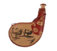 FUTUREORYY Ancient China Style Portable Leather Water Bag Compact Lightweight Wine Pouch with Strap for Outdoor Hiking Camping Travel Gift