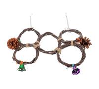 FUTUREORYY Apple Branch Handmade Woven 5-ring Double-row Bird Cage Hanging Circle Parrot Climbing Swing for Caged Birds and Chewing Pet