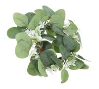FUTUREORYY Artificial Greenery Wreath Ring and Fabric Candle Garland with Eucalyptus Leaves Small Pe and Christmas Providing Artistic Festive Touch for Kitchens for Winter Holiday Table