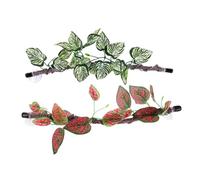 FUTUREORYY Artificial Vine Branches for Reptile Terrarium Flexible Climbing Jungle Vines with Suction Cups 2pcs Realistic Fake Leaves for Lizard Snake Amphibian Tank Decor