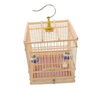 FUTUREORYY Bamboo Canary Cage Rectangular Stable Structure for Budgies Goldfinch Parrots with Ergonomic Door Lock and Fine Weaving Carbonized Purple Finish for Indoor Balcony Garden Decor