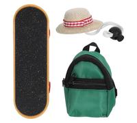 FUTUREORYY Bearded Dragon Accessories Set with Mini Skateboard and Backpack for Lizards and Hamsters, Green Polyester Material, Enhancing Safety and Increasing Pet Visibility during Play
