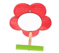 FUTUREORYY Bird Mirror Perch Stand Wooden Budgie Cage Toy Red Plum Blossom Shape for Parrots and Parakeets Stress Relief Accessory