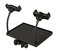 FUTUREORYY Black Plastic Microphone Stand Tray with Clip-on Design and Raised Edges, Suitable for Music Stand and Stage Lectures, Sturdy Accessory for Organizing Microphone and Phone Holder