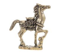FUTUREORYY Brass Horse Sculpture Feng Shui Wealth Ornament for Office Desk and Home Decor Solid Brass Zodiac Figurine Inviting Prosperity Motivational Collectible with Vintage Detailing