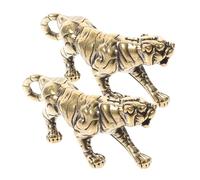 FUTUREORYY Brass Tiger Keychain Set of 2 Retro Small Tiger Figurines Car Decor Desktop Ornament Creative Ornament Gift