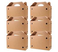 FUTUREORYY Cardboard Pet Carrier with Handle 6Pcs Ventilated Small Animal Transport Box for Rabbits, Hamsters, Birds, and Poultry Shipping 12.2X8X5.1