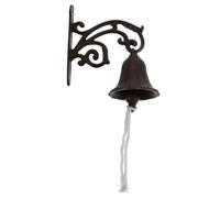 FUTUREORYY Cast Iron Wall Bell Rustic Flower Pattern Manually Shaking Hanging Doorbell for Home and Coffee Shop Indoor Outdoor Use