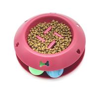 FUTUREORYY Cat Slow Feeder Bowl with Rolling Ball for Slow Feeding, Non-slip Pet Feeding Dish, Plastic, Suitable for Cats to Prevent Rapid Eating and Promote Healthy Digestion Random Color