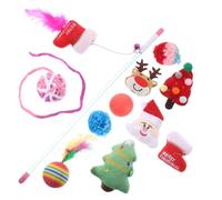 FUTUREORYY Cat Toy Set Christmas Stocking Cat Teaser Wand Toy 11-Piece Plastic and Cloth Interactive Accessories Christmas