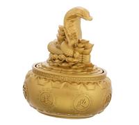 FUTUREORYY Chinese Zodiac Snake Wealth Bowl Miniature Feng Shui Ornament for Home Office Decor Gold Prosperity Sculpture to Attract Financial Luck and Enhance Living Ambiance Feng Shui and