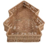 FUTUREORYY Christmas Tree Imitation Wicker Basket Handwoven Rustic Snack Organizing Tray for Desserts Fruit Bread Festive Tabletop Centerpiece Holiday Serving Basket for Kitchen and Party